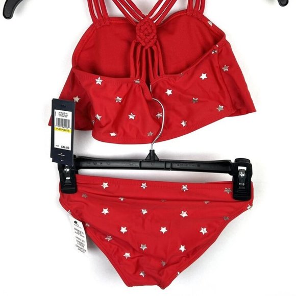Tommy Hilfiger Girl’s Red Two Piece Bikini Swimsuit Set Size M - Picture 4 of 5